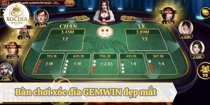 Bàn chơi xóc đĩa GEMWIN đẹp mắt